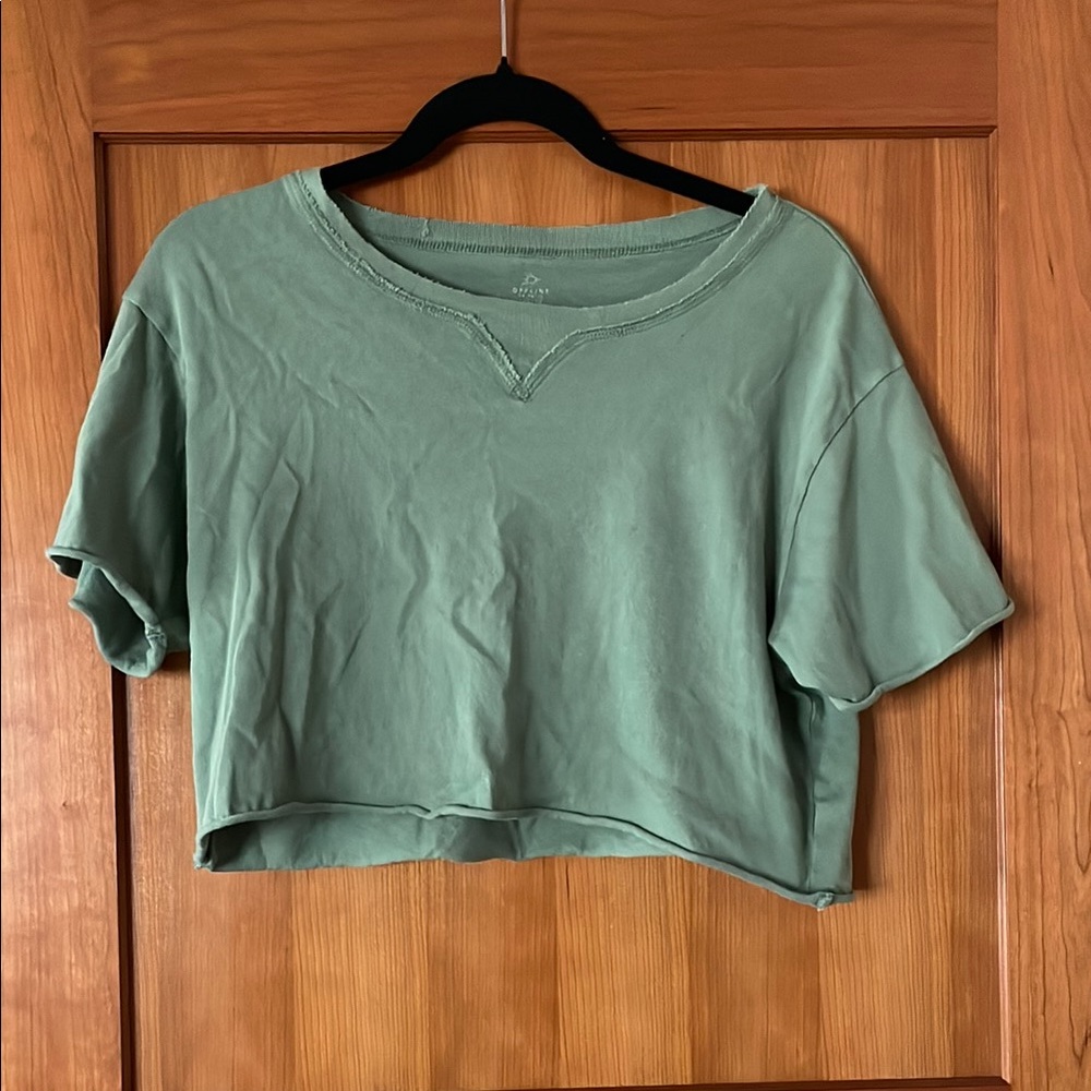 Aerie Offline Green Cropped Tee